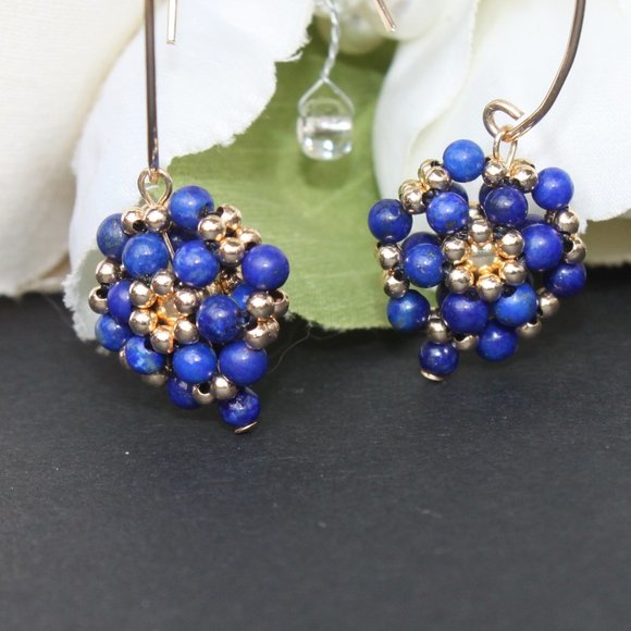 Lapis Lazuli and 14kt Gold Filled Dangle Earrings - Picture 3 of 16